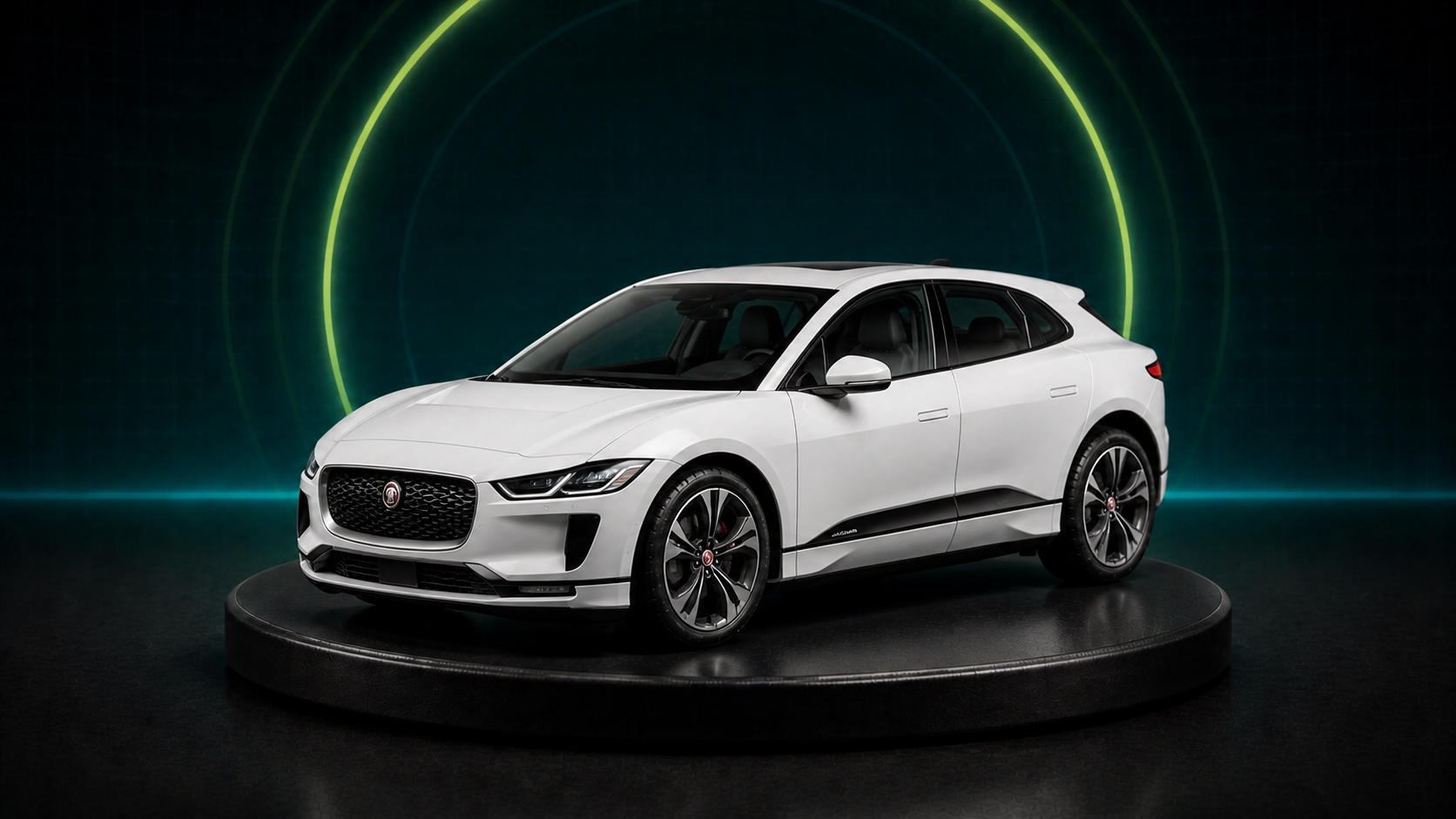 Maket estetiğinde beyaz Jaguar I-PACE EV400 elektrikli otomobil